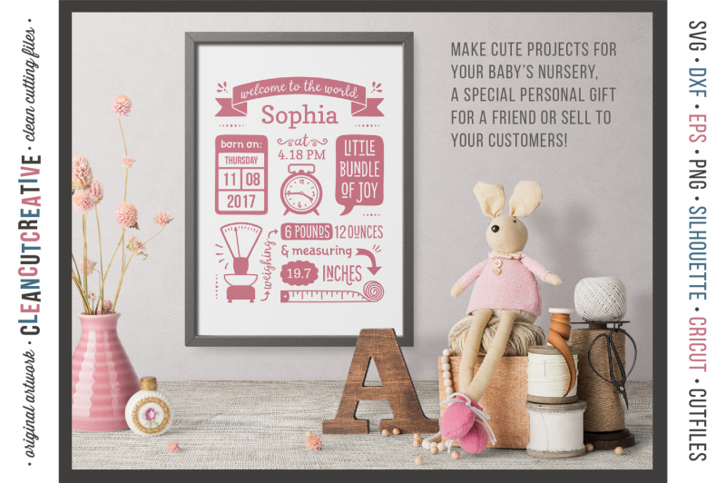 Download BIRTH STATS TEMPLATE - Baby Birth Announcement - SVG DXF ...