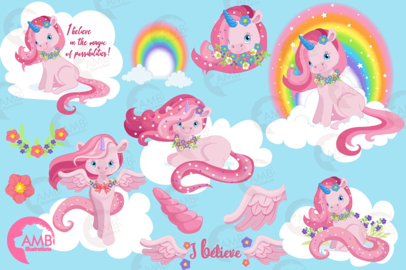magical-pink-unicorns-clipart-graphics-illustrations-amb-1380