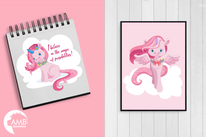 magical-pink-unicorns-clipart-graphics-illustrations-amb-1380