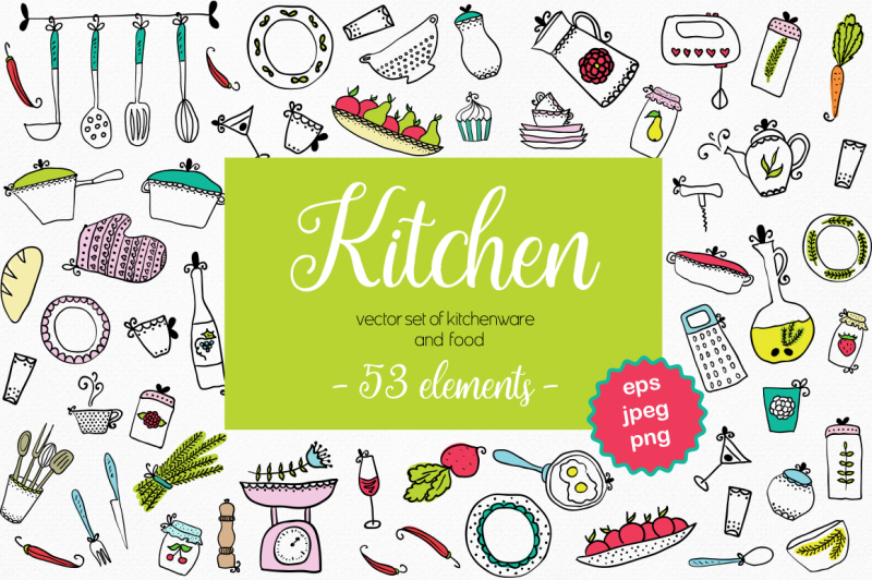 set-of-kitchen-utensils-and-food