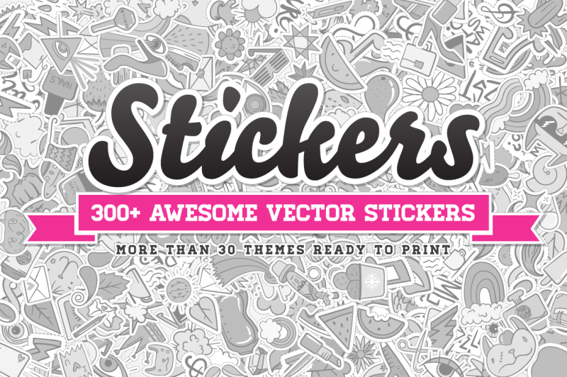 awesome-300-vector-stickers-set