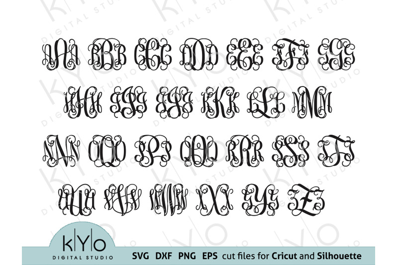 Download Cricut Monogram Font Bundle SVG files (Not Typing) By kYo ...