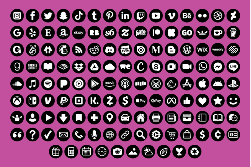 black-circle-social-media-icons-set