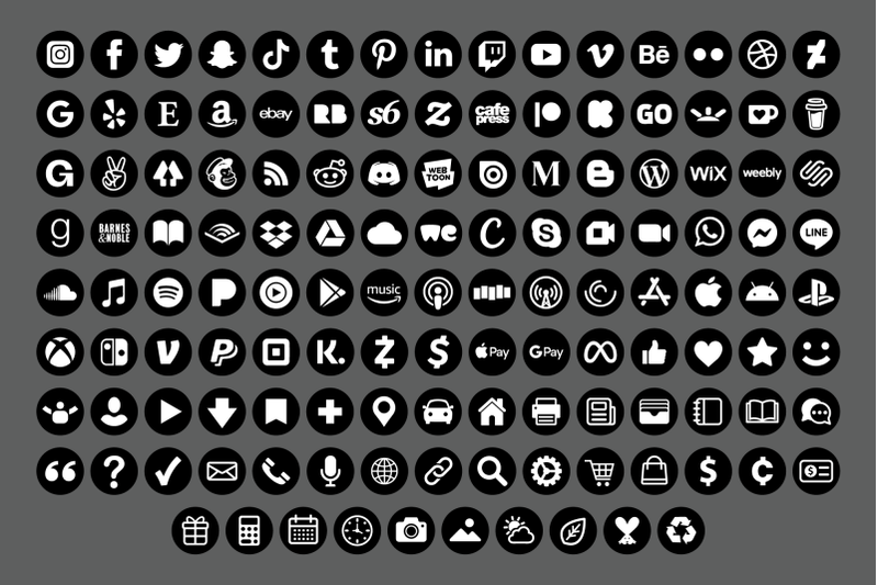 black-circle-social-media-icons-set