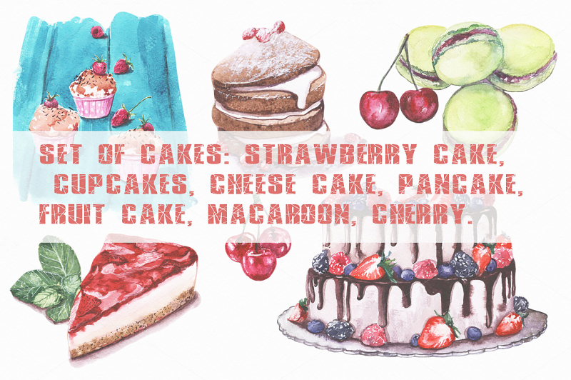 set-watercolor-cakes