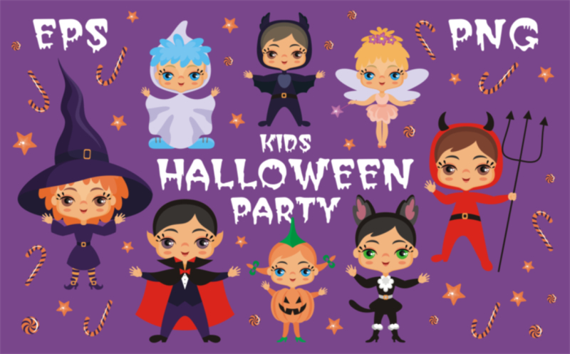 kids-halloween-party-vector-clip-arts