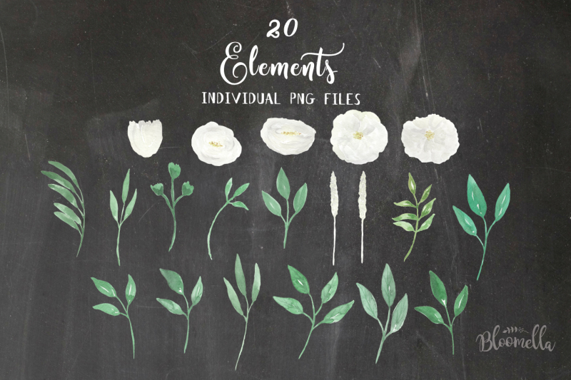 white-blooms-wedding-watercolor-49-piece-clip-art-package