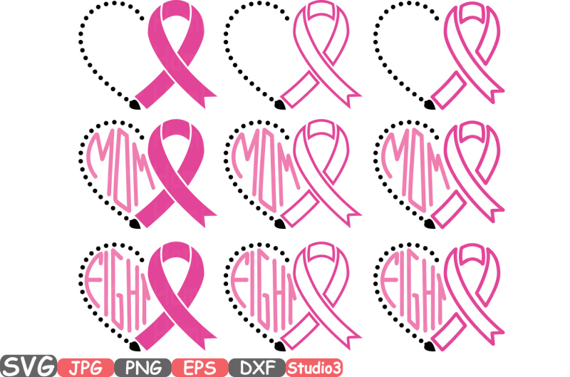 Breast Cancer Awareness, Heart Ribbon clipart image - free svg file for  members - SVG Heart