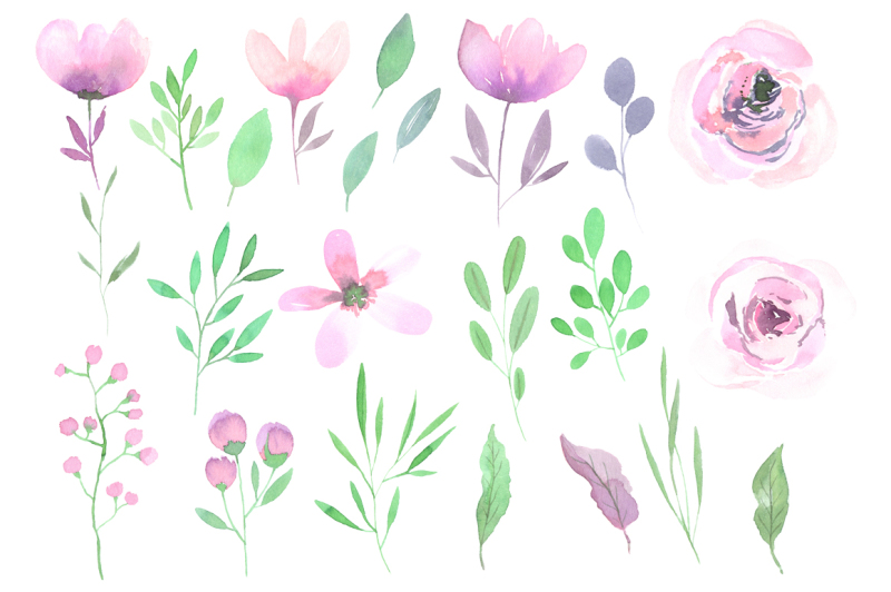 tender-watercolour-flowers-leaves