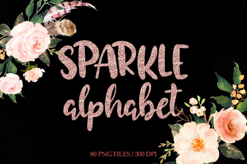rose gold glitter alphabet clip art by pededesigns