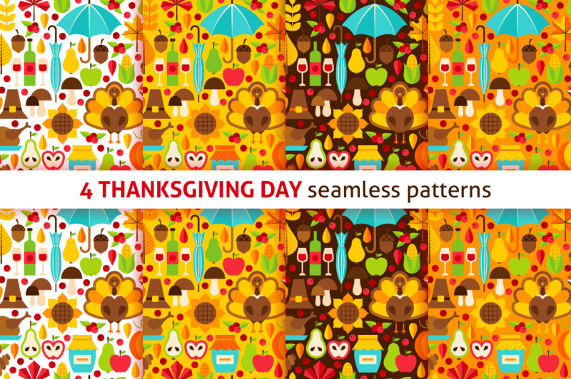 thanksgiving-flat-seamless-patterns