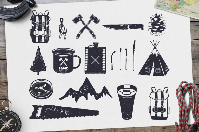 camping-retro-icons-hiking-badge-symbols
