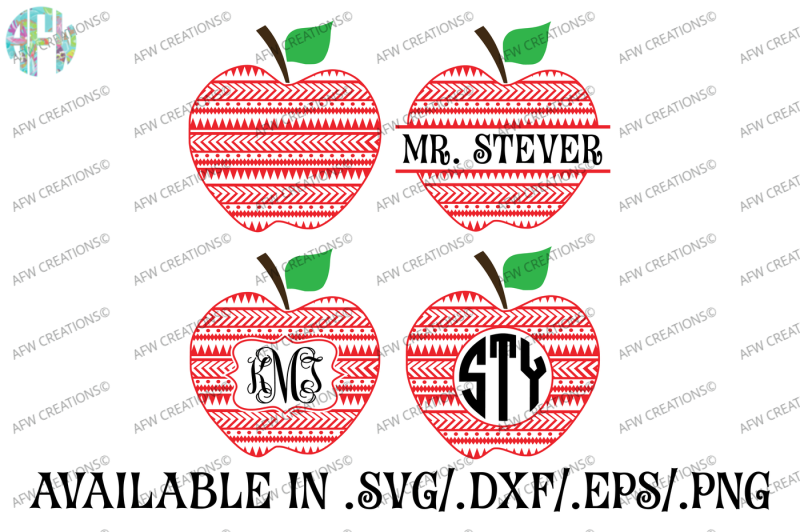 aztec-split-and-monogram-apples-svg-dxf-eps-cut-files