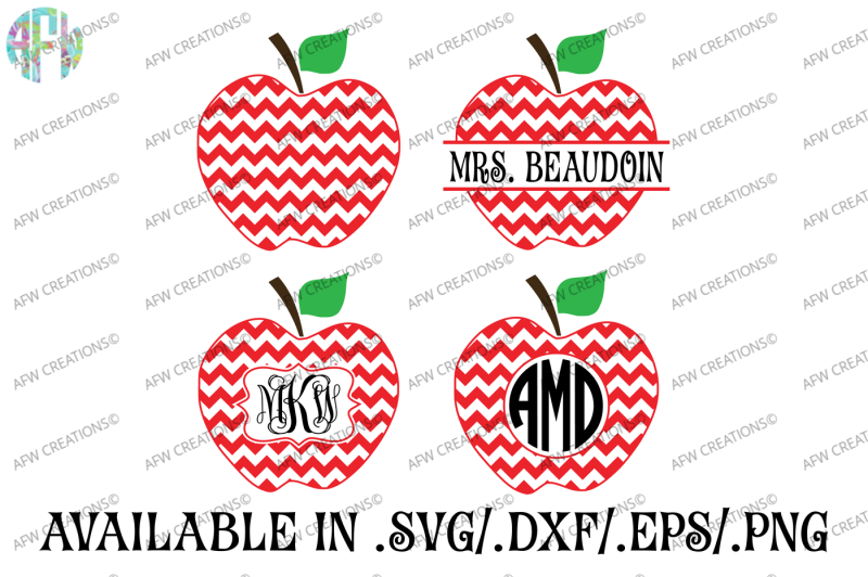 Download Chevron Split & Monogram Apples - SVG, DXF, EPS Cut Files By AFW Designs | TheHungryJPEG.com