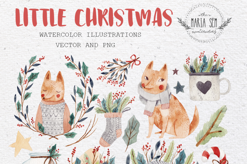 little-christmas-watercolor-and-vector-set