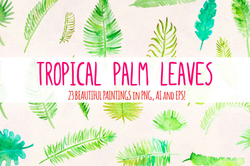tropical-palm-leaves-23-elements