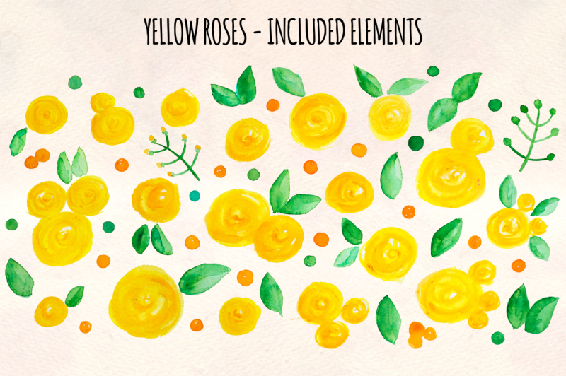 55-yellow-roses-leaves-and-spots-watercolor-elements