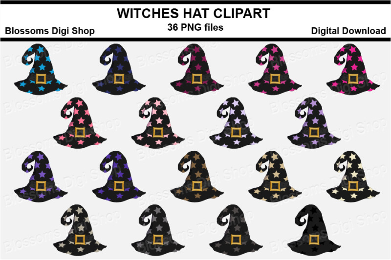 witches-hat-clipart-36-multi-colours-png-files