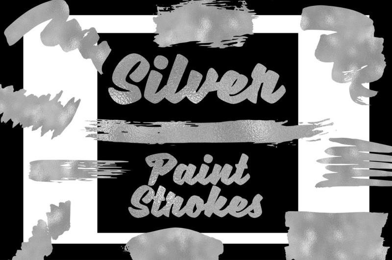 silver-paint-strokes-clip-art-set