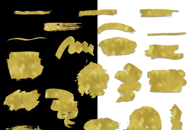 gold-paint-strokes-clip-art-set