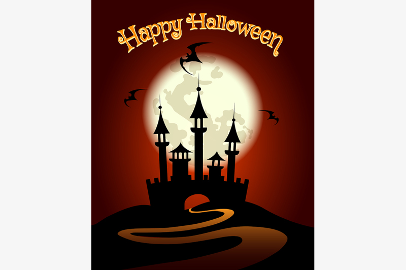 halloween-background-with-castle-and-bat
