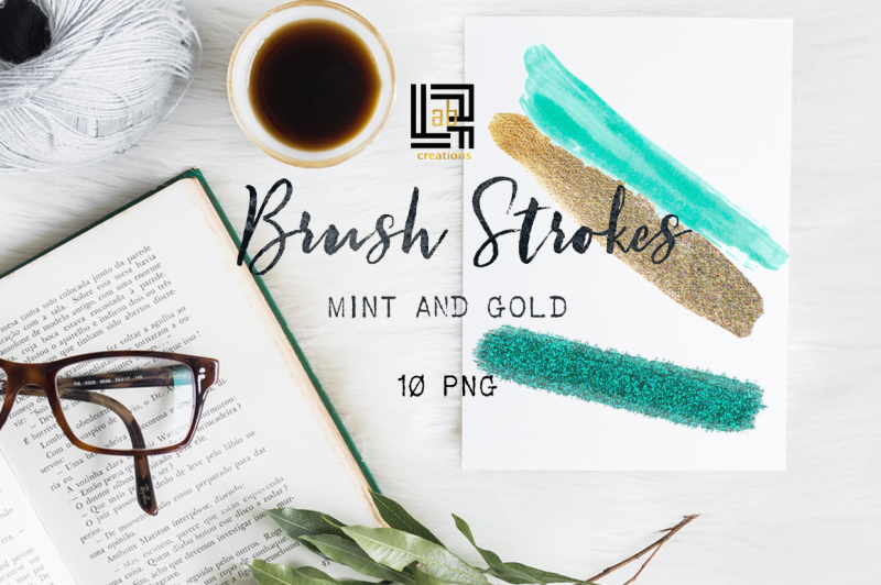 brush-strokes-clip-art-mint-and-gold