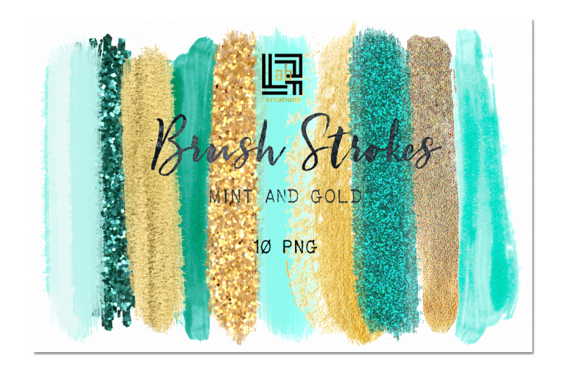 brush-strokes-clip-art-mint-and-gold