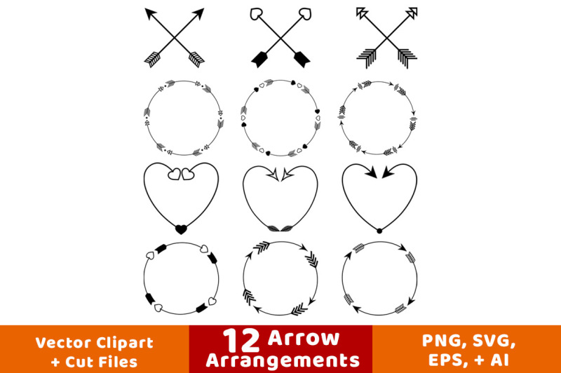 12-arrows-clipart-arrow-wreath-clipart-rustic-arrow-clipart-crossed-arrows-decorative-arrows