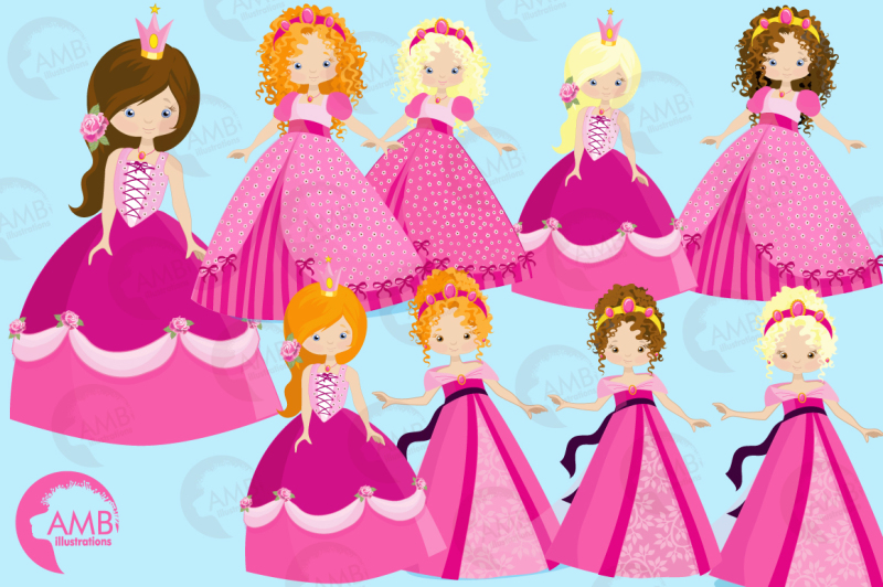 princesses-in-pink-clipart-graphics-illustrations-amb-993
