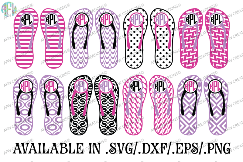 monogram-flip-flops-svg-dxf-eps-cut-files