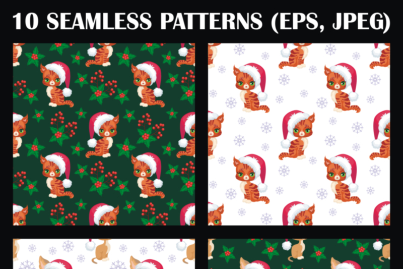 cute-kittens-christmas-seamless-patterns