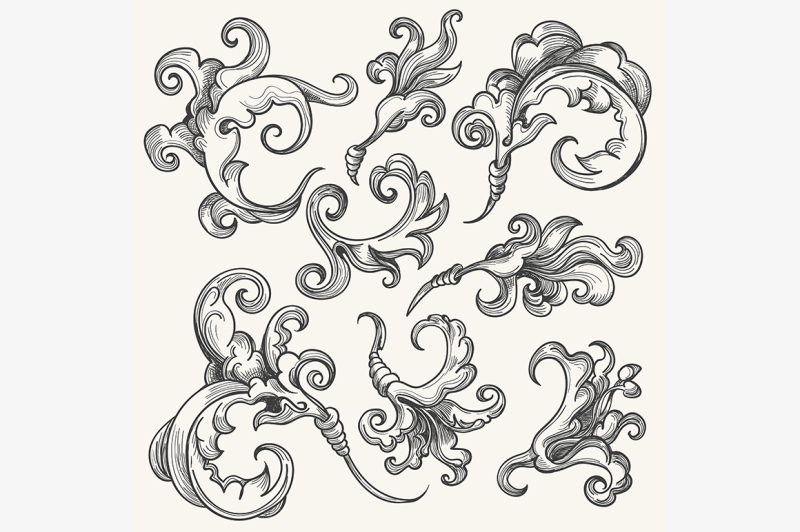 baroque-swirl-design-element-set