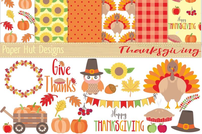 thanksgiving-clipart-and-digital-paper-set