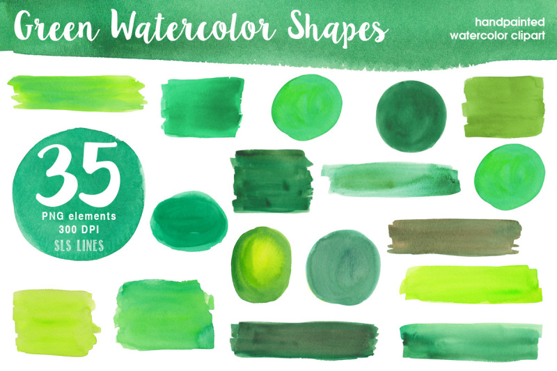 green-watercolor-shapes