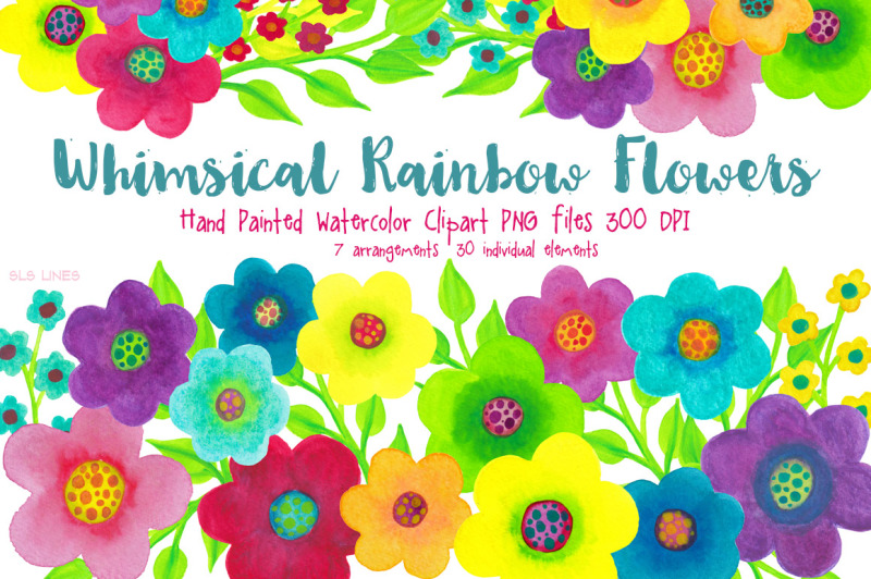 watercolor-rainbow-flowers
