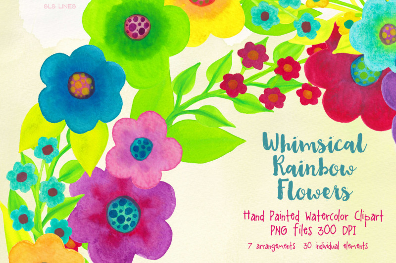 watercolor-rainbow-flowers