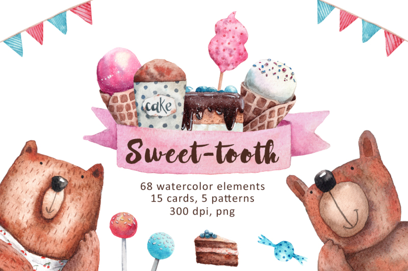 sweet-tooth-watercolor-clip-art-set