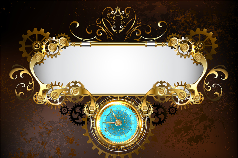 banner-with-clock-steampunk
