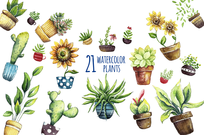 watercolor-funny-plants