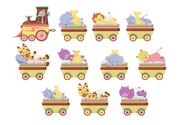 cute-animals-train-illustration-vector-pack