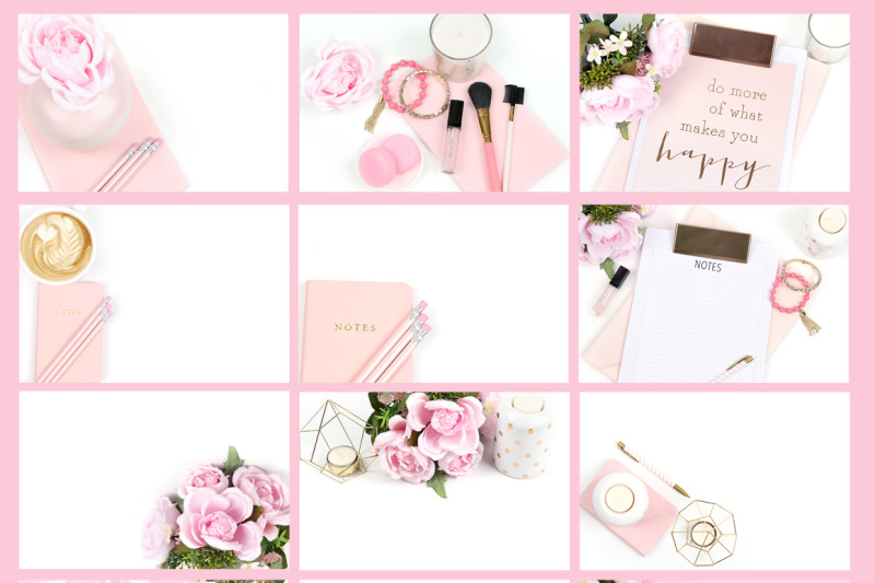bundle-of-22-pink-and-white-styled-stock-photos