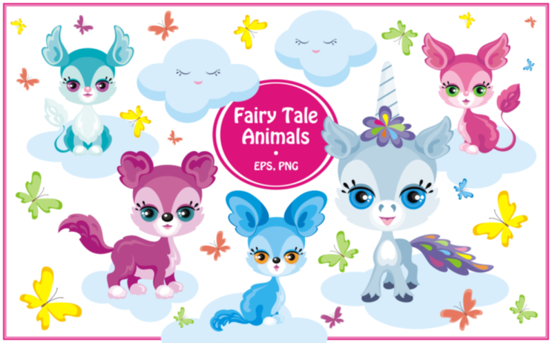 fairy-tale-animals-and-unicorn-vector-clip-art
