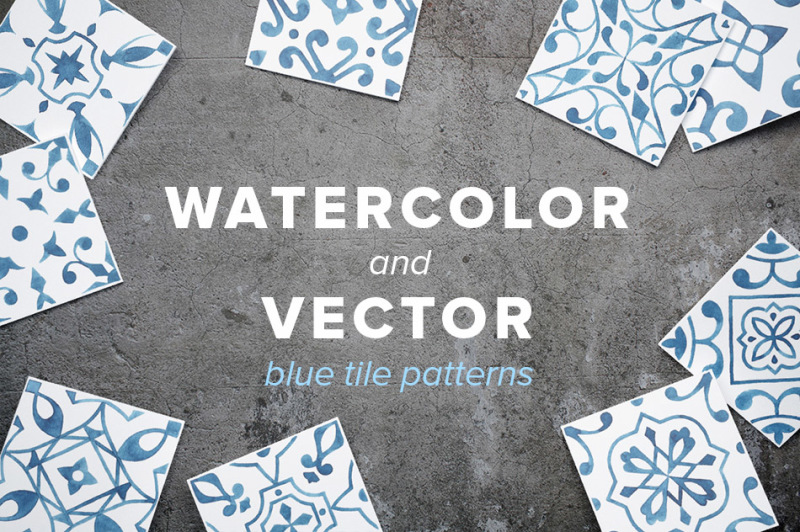 watercolor-vector-blue-tile-patterns
