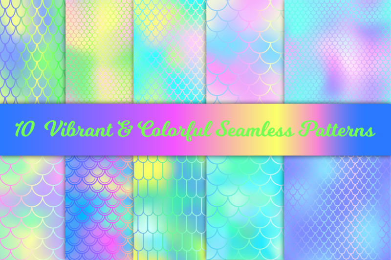 mermaid-seamless-blurry-patterns