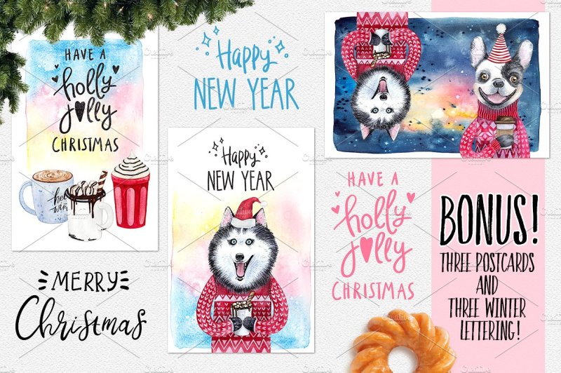 christmas-and-dogs-watercolor-set