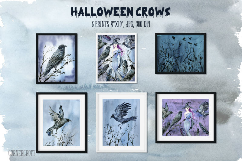 halloween-crows-and-witch