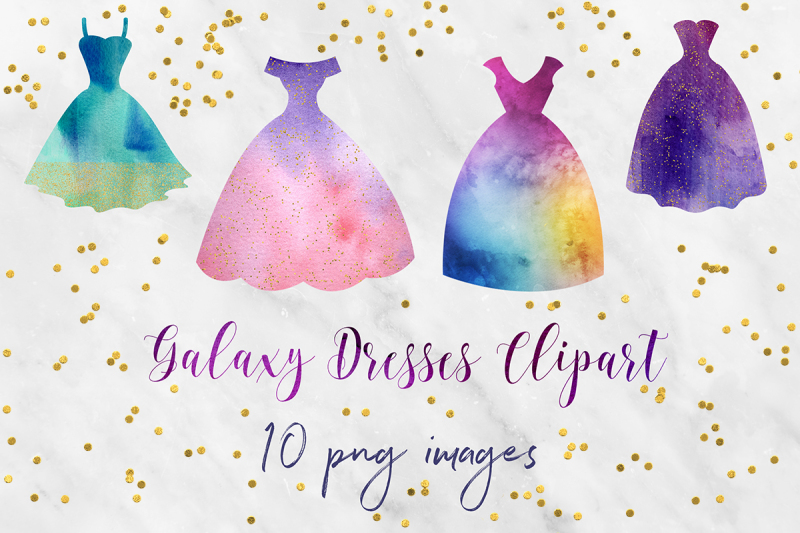 watercolor-and-gold-dresses-clipart