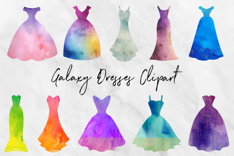 watercolor-and-gold-dresses-clipart