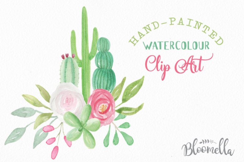 cactus-hand-painted-watercolor-bouquets-and-arrangements-succulents-flower-clipart