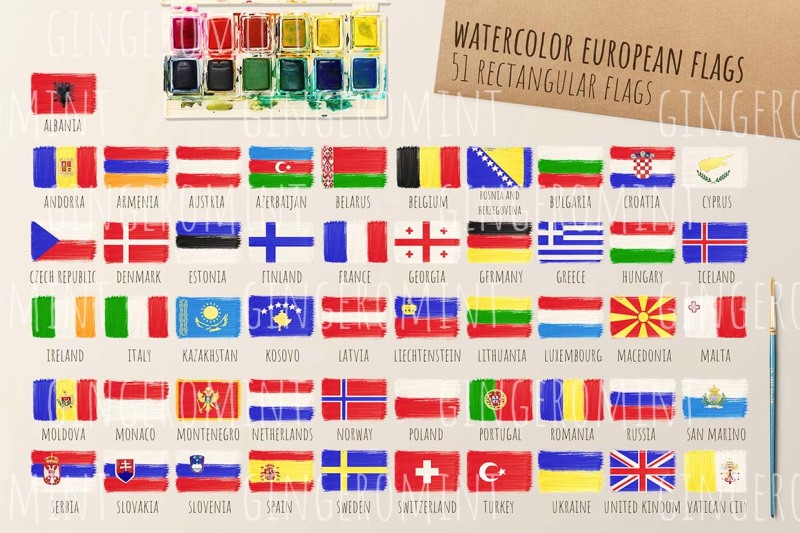 watercolor-european-flags